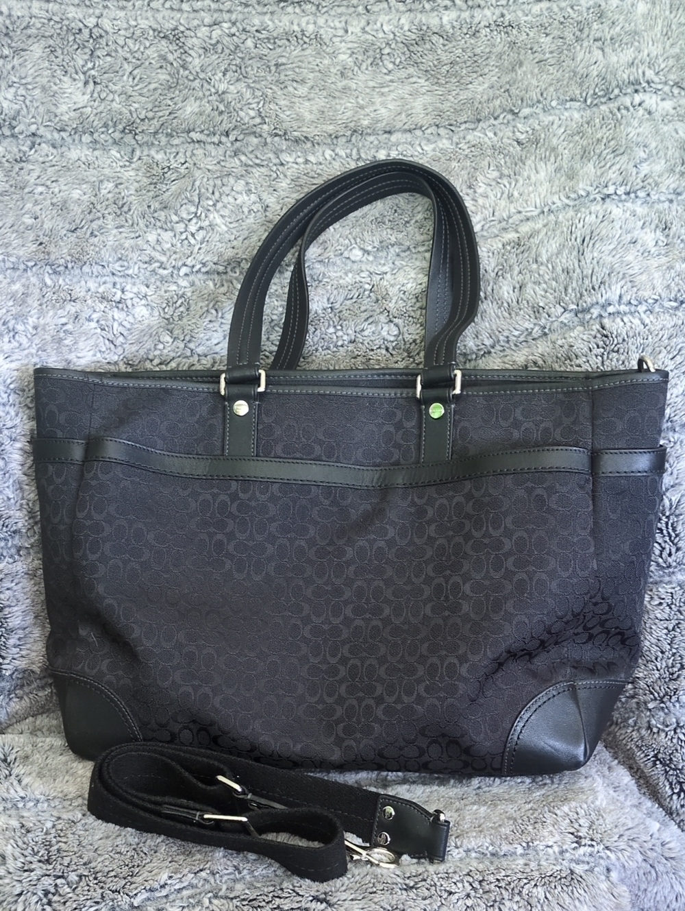 Vintage Coach Baby Bag - Black Signature Canvas Tote with Leather Trim - Picture 2 of 8